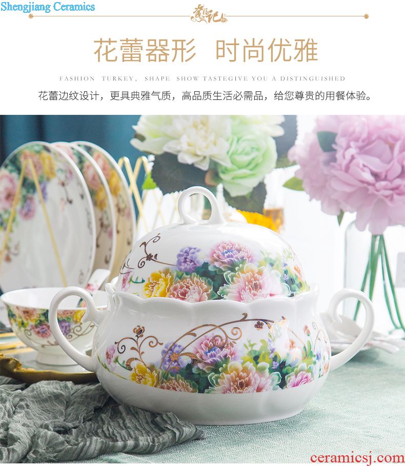 Tableware suit Jingdezhen high-class european-style dishes suit home dishes combination suit household disc