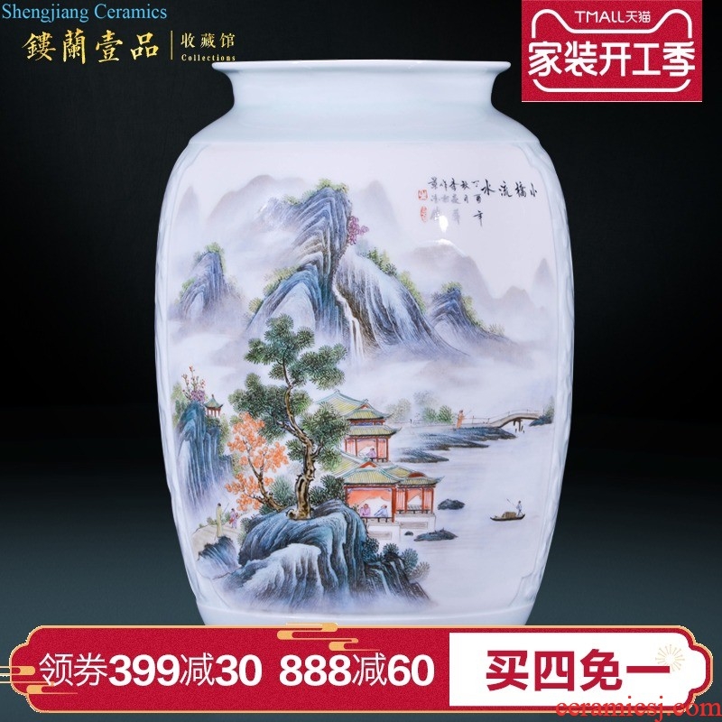 Jingdezhen porcelain hand-painted ceramic flower arranging large vases, the sitting room is the study of new Chinese style TV ark adornment marriage furnishing articles