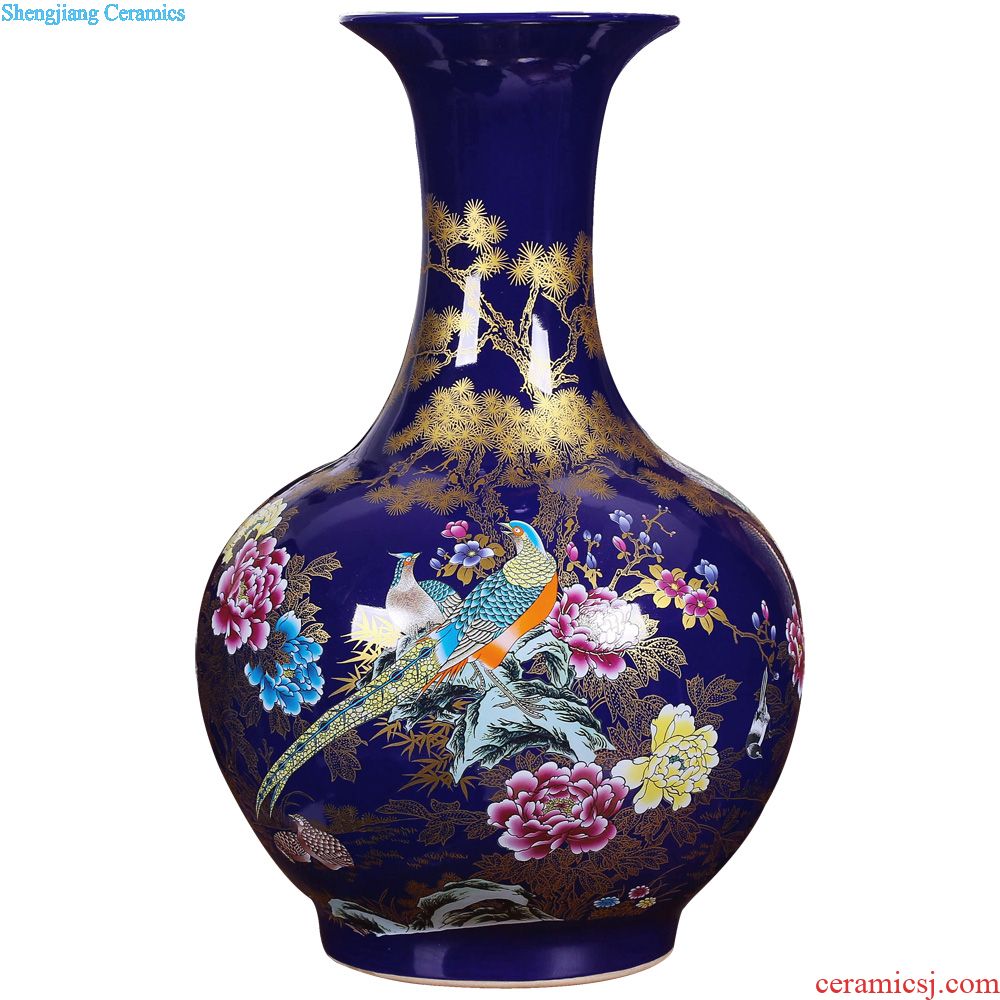 Jingdezhen ceramics hand-painted bamboo report peaceful vases, flower arranging dried flowers sitting room adornment of Chinese style household furnishing articles