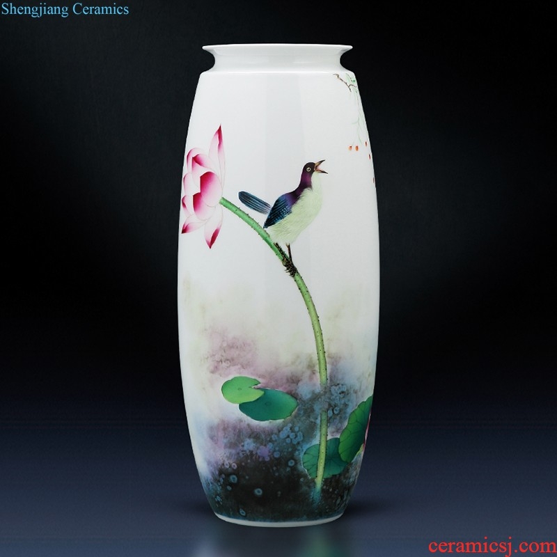 Jingdezhen ceramic vase landed large plum bottle hand-painted scenery surd sitting room place hotel decoration