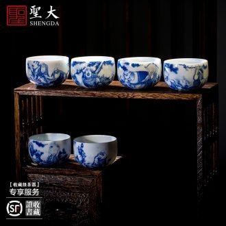Santa teacups hand-painted ceramic kungfu pastel ShangShan four white cup personal cup all hand of jingdezhen tea service master