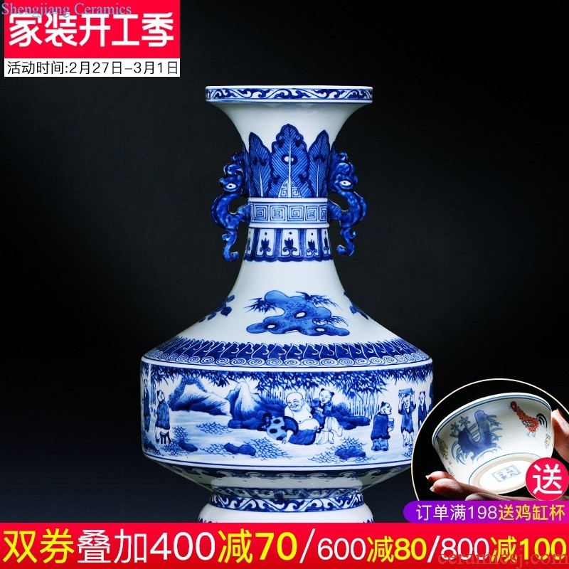 Jingdezhen ceramics general furnishing articles hand-painted storage tank of blue and white porcelain jar of home decoration porcelain jar tea pot