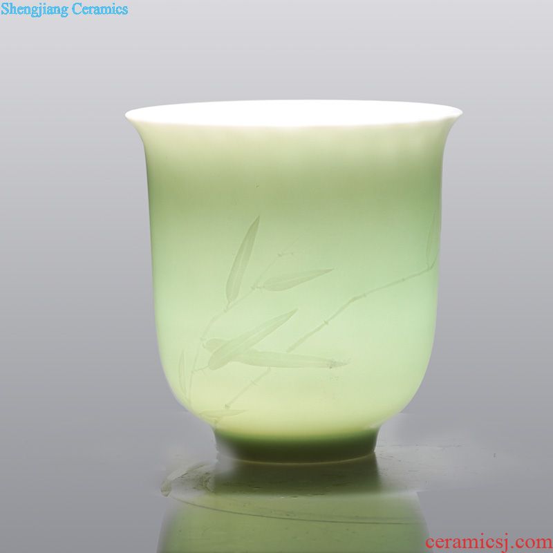 Three frequently hall jingdezhen ceramic sample tea cup kung fu tea cups celadon fragrance-smelling cup carving masters cup by hand