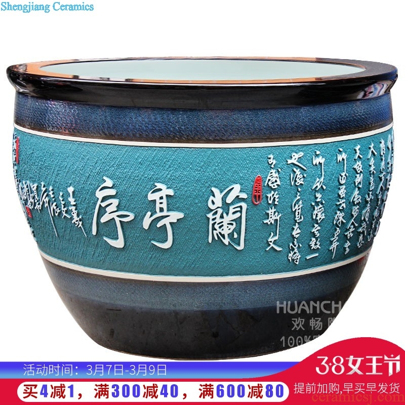 Large aquarium handicraftsmen goldfish turtle yg1 jingdezhen ceramics to heavy cylinder large fish bowl hotel furnishing articles