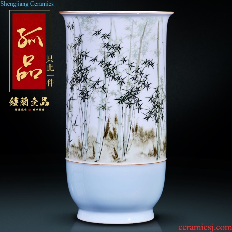 Jingdezhen ceramics hand carved flower vase Chinese modern bedroom sitting room adornment is placed a wedding gift