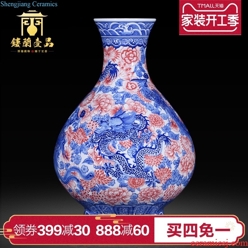 Master of jingdezhen ceramics hand-painted famille rose porcelain vase Live without Sitting room place home decoration