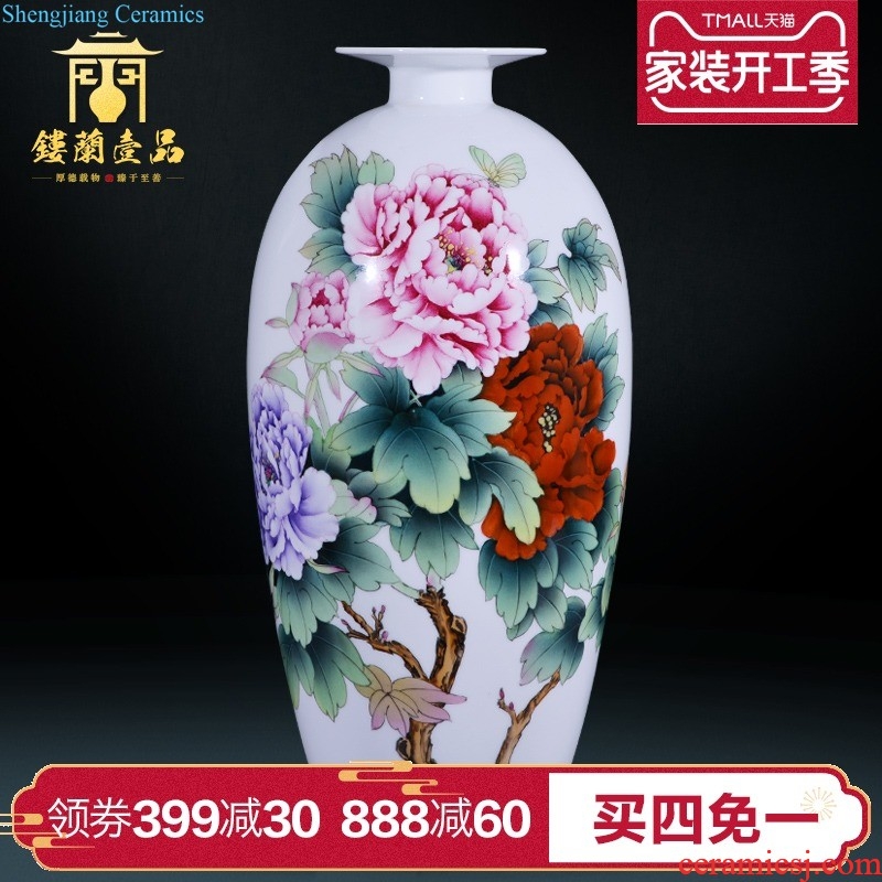 Jingdezhen ceramics famous hand-painted pearl color big vase collection of Chinese contemporary and contracted sitting room adornment is placed