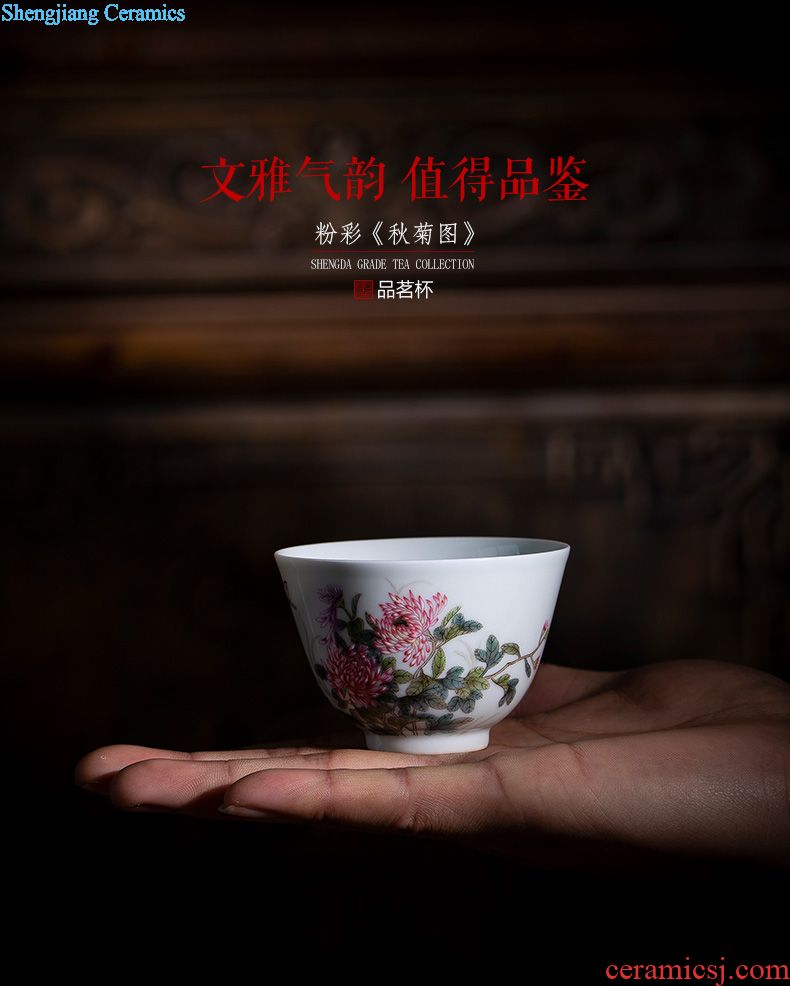 Holy big pure hand-painted ceramic masters cup alum red paint set of spring, summer, autumn and winter cup cup sample tea cup of jingdezhen tea service