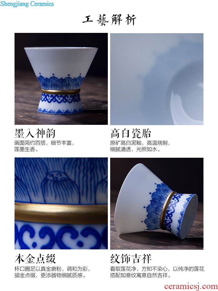 Jingdezhen ceramic pot bearing hand-painted alum st red paint longfeng schlieren green tea chrysanthemum petals all hand making tea tray