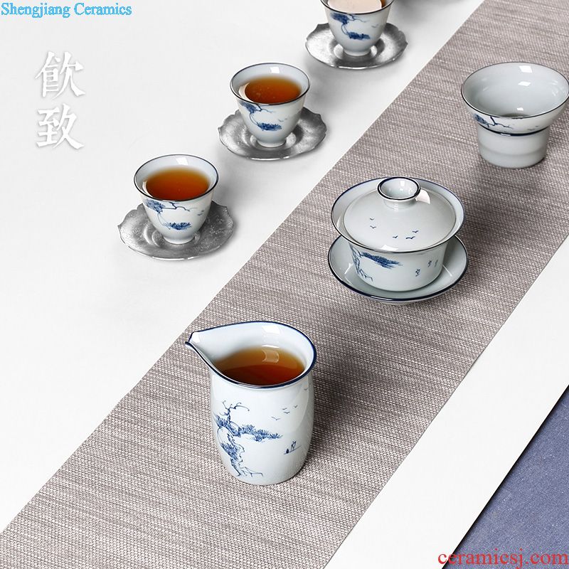 Drink to manual small teapot tea boiled tea tasted silver gilding ceramics filter tea brush silver single pot of Japanese kung fu tea set