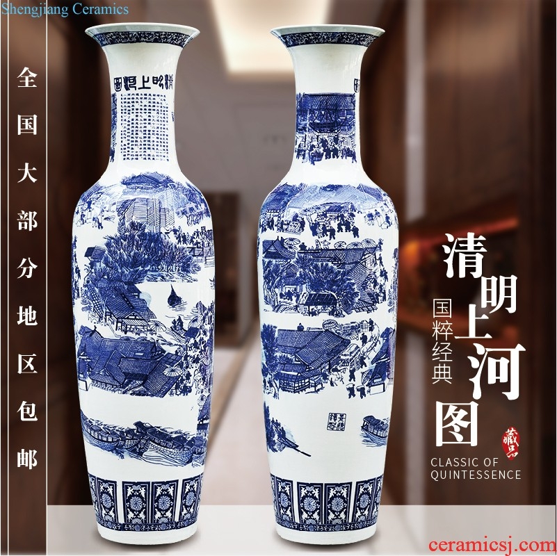 Master of jingdezhen ceramics vase hand-painted shadow blue paint pomegranate bottles of Chinese style living room decoration office furnishing articles