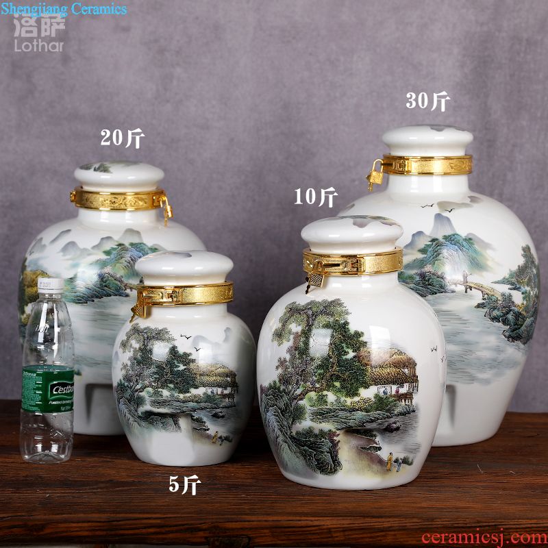 Jingdezhen ceramic antique wine jar sealing it home 10 jins of 50 pounds to wine bubble medicine wine liquor jugs