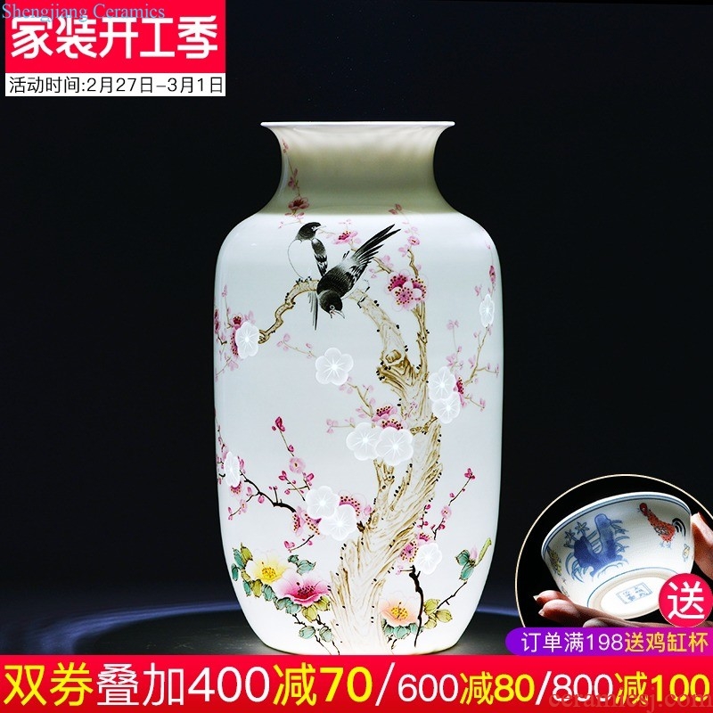 Jingdezhen ceramics hand-painted big vase furnishing articles large sitting room ground quiver TV ark decorative arts and crafts