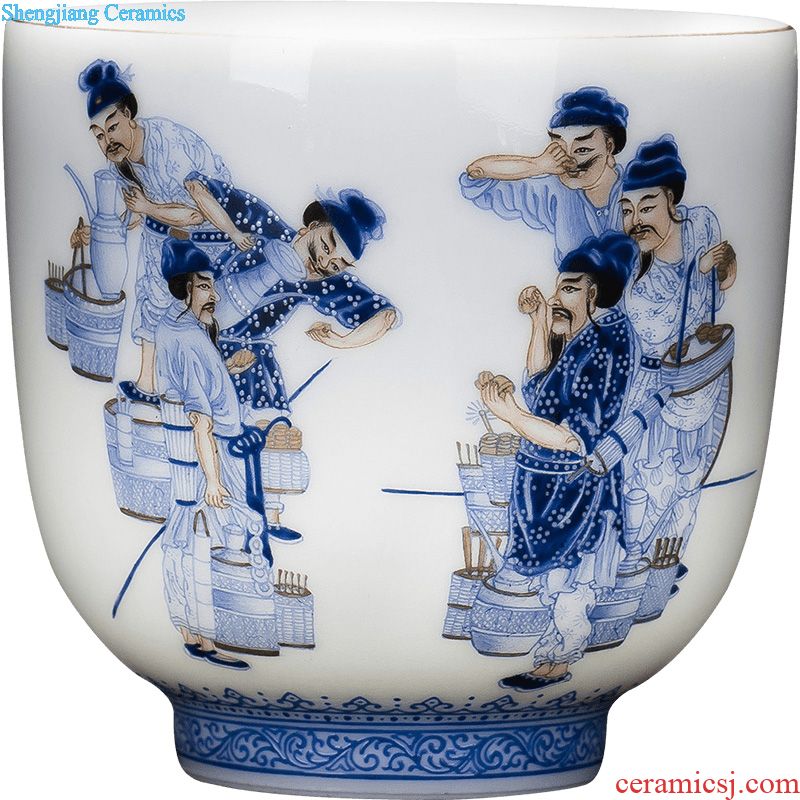 The big ceramic curios Hand-painted color ink paint in the front round body cup master cup all hand kung fu tea cups