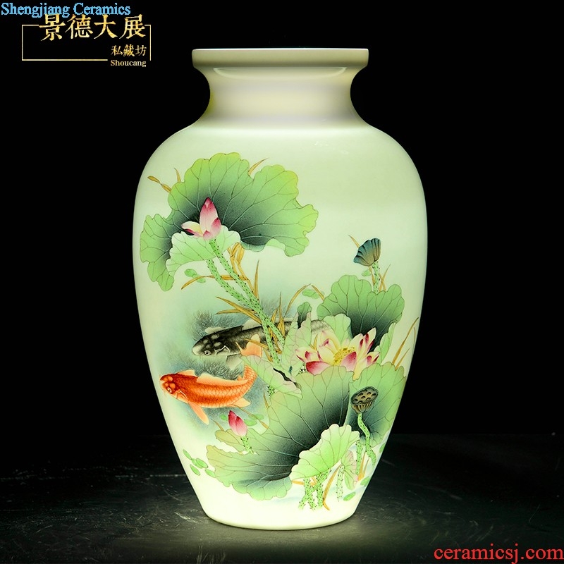 Famous hand-painted ceramic vase furnishing articles jingdezhen porcelain household sitting room adornment flower arranging furnishing articles creative arts and crafts