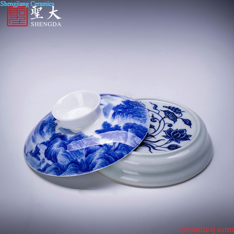 St large ceramic incense burner full manual hand-painted micro ShuXin engraved look ears smoked incense burner jingdezhen tea accessories