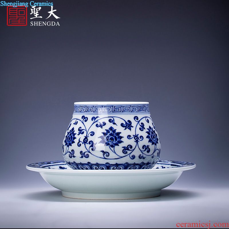 Santa teacups hand-painted ceramic kungfu blue bucket color many children f set of cup sample tea cup set of jingdezhen tea set