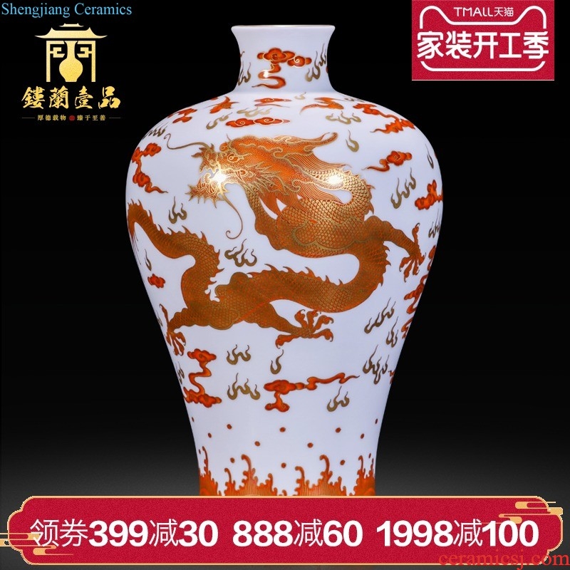 Jingdezhen ceramics hand-painted jack pastel landscape square vase new rich ancient frame of Chinese style household decorative furnishing articles