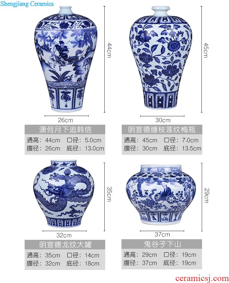 Jingdezhen ceramics hand-painted large vases, flower arrangement sitting room of Chinese style household adornment TV ark rich ancient frame furnishing articles