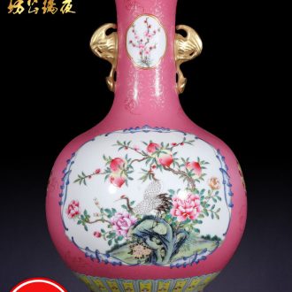 Grilled jingdezhen ceramics imitation qing qianlong pastel blue flower vase peony home sitting room handicraft furnishing articles