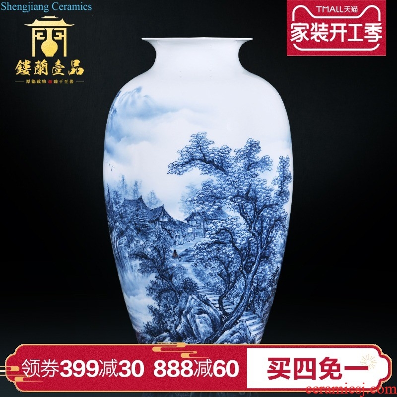 Jingdezhen ceramics Imitation qing qianlong powder green high cylinder vases, collection of Chinese style household decorations furnishing articles