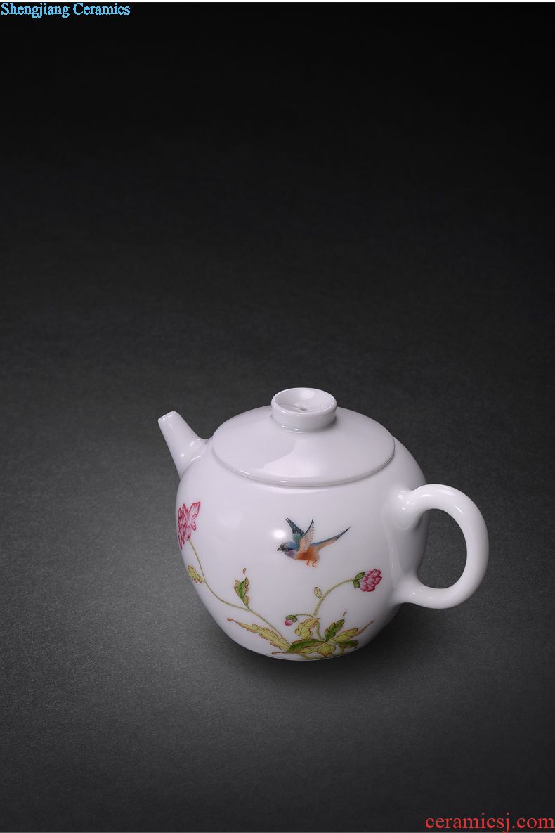Jingdezhen manual colored enamel teapot tea table JingJun kung fu tea pot home small teapot ceramic teapot
