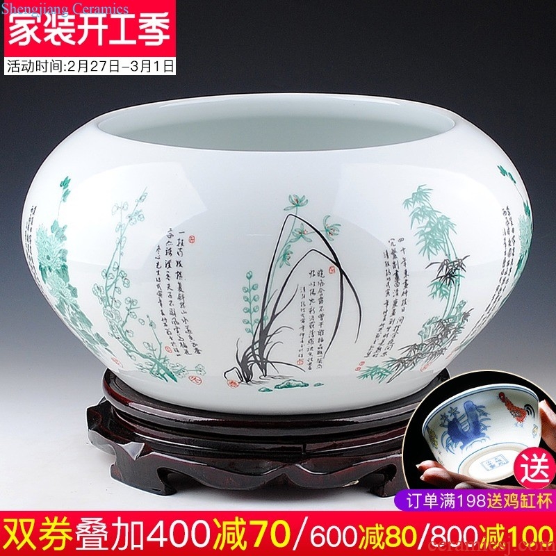 Hong xuan jingdezhen ceramic tea pot lotus storage tank is contemporary and contracted household adornment handicraft furnishing articles in the living room