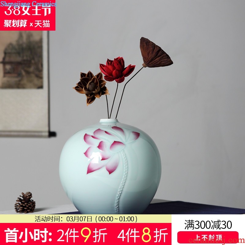 Jingdezhen ceramics antique blue and white color bucket lad vases, flower implement the sitting room porch decoration of Chinese style household furnishing articles