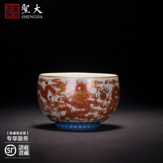 Holy big three to tureen teacups hand-painted ceramic antique blue-and-white eight auspicious grain tea bowl of jingdezhen kung fu tea set