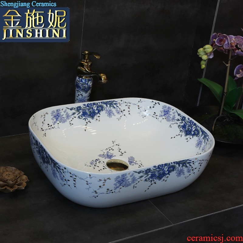 Gold cellnique stage basin square modern wash lavatory pan European ceramic art basin and toilet