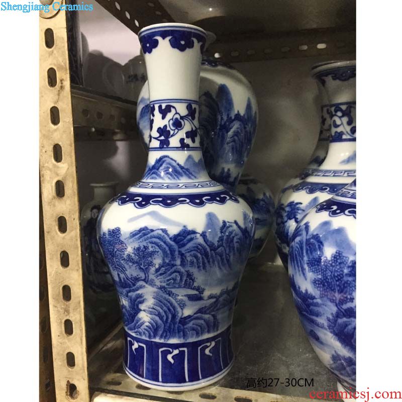 Jingdezhen hand-painted famille rose flower display mesa golden vase high-grade prosperous modern pastel vase vase