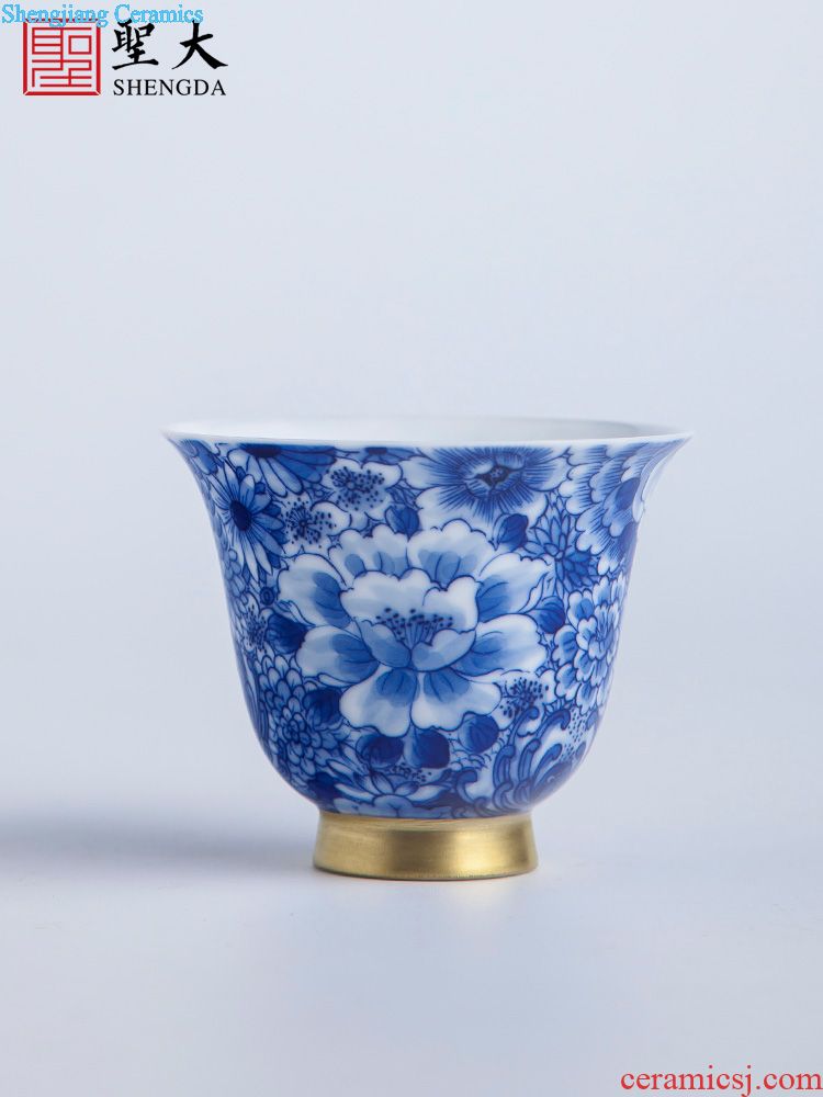 A clearance rule Kung fu tea pot pottery and porcelain enamel CaiTuan grain little teapot jingdezhen tea teapot by hand