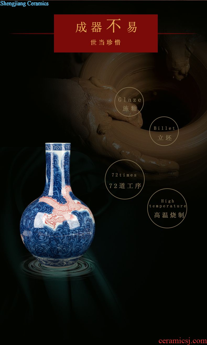 Jingdezhen ceramic antique sky blue butterfly caddy decorative furnishing articles household study tea POTS porcelain
