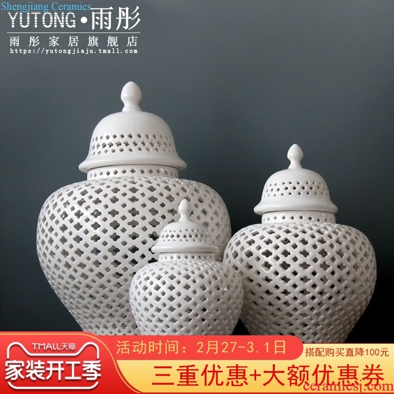 Modern new Chinese style ceramic storage tank furnishing articles creative living room TV cabinet crafts household soft adornment a drum