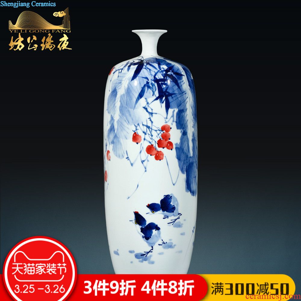 Jingdezhen ceramic vase furnishing articles by hand-painted new Chinese style household living room TV cabinet handicraft ornament