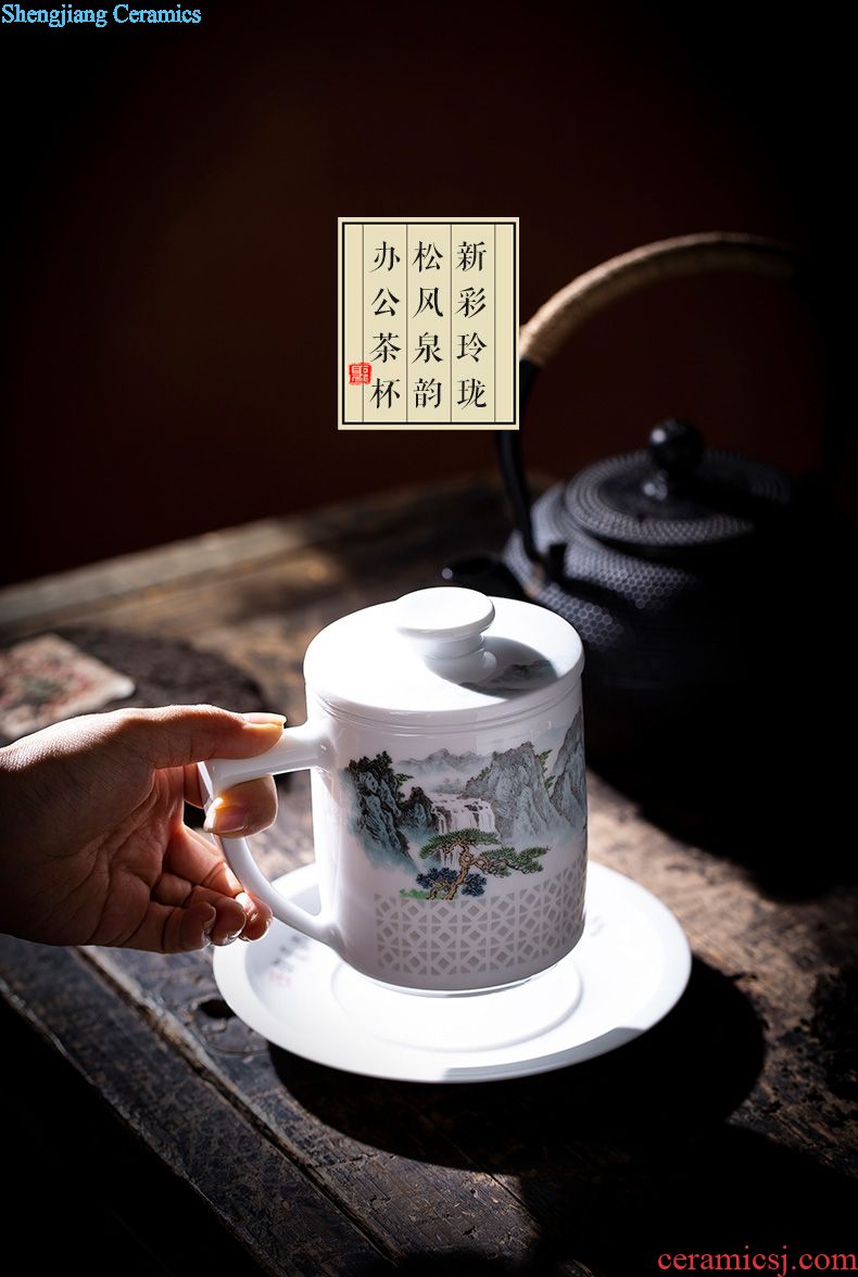 St the ceramic office cup the colour red fruit half cover handle all hand of jingdezhen tea service cover cup tea cup