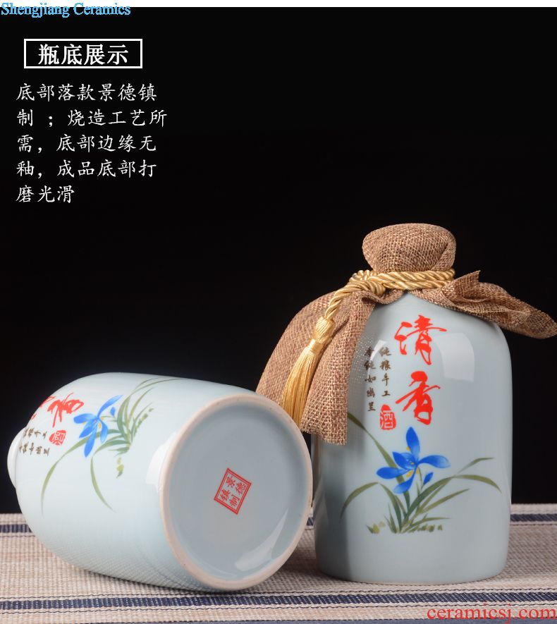 Jingdezhen ceramic barrel with cover household ricer box insect-resistant moistureproof 15 kg rice box surface storage barrel ceramic seal pot