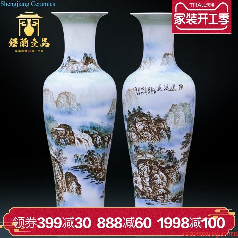 Jingdezhen ceramic hand-painted flower arranging thin foetus vase furnishing articles of modern Chinese style of new Chinese style household decorative sitting room