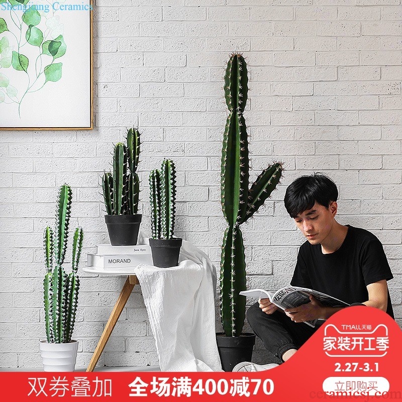 Jingdezhen ceramic household contracted white contracted floor vase furnishing articles Handmade pottery flower implement soft outfit place adorn