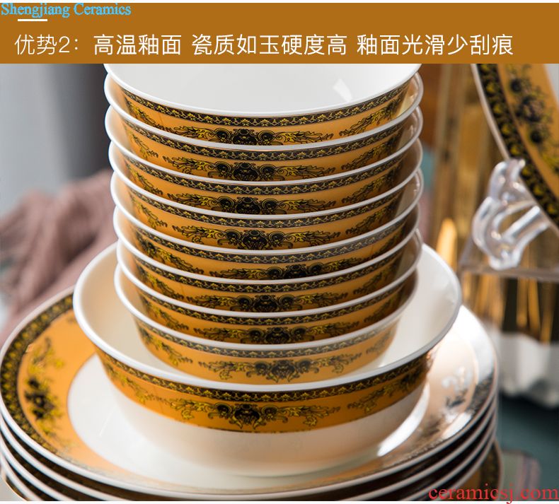 Phnom penh bone porcelain of jingdezhen ceramics tableware fish plate of high anti hot dishes suit household of Chinese style wedding gifts