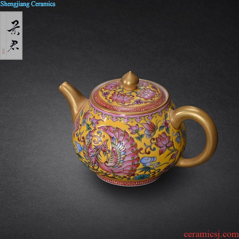Hand-painted colored enamel teapot jingdezhen JingJun teapot household kung fu tea pot small tea table