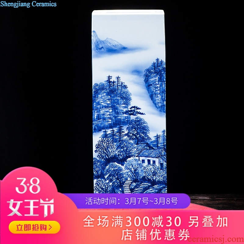 Jingdezhen ceramics hand-painted golden elegance quiver blue and white porcelain vase painting and calligraphy calligraphy and painting study furnishing articles