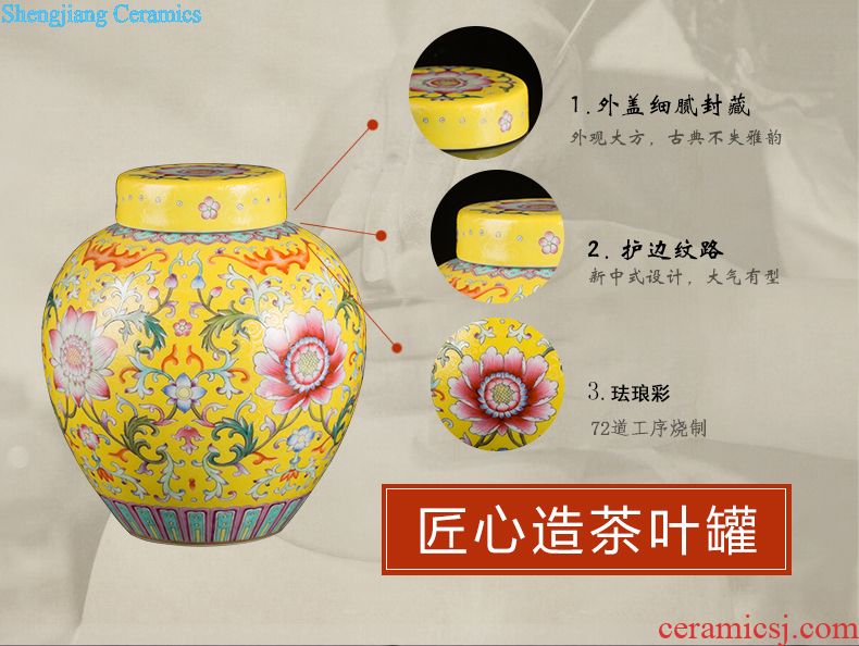 Jingdezhen ceramic manual tong qu caddy of new Chinese style household pu-erh tea seal save receives a large