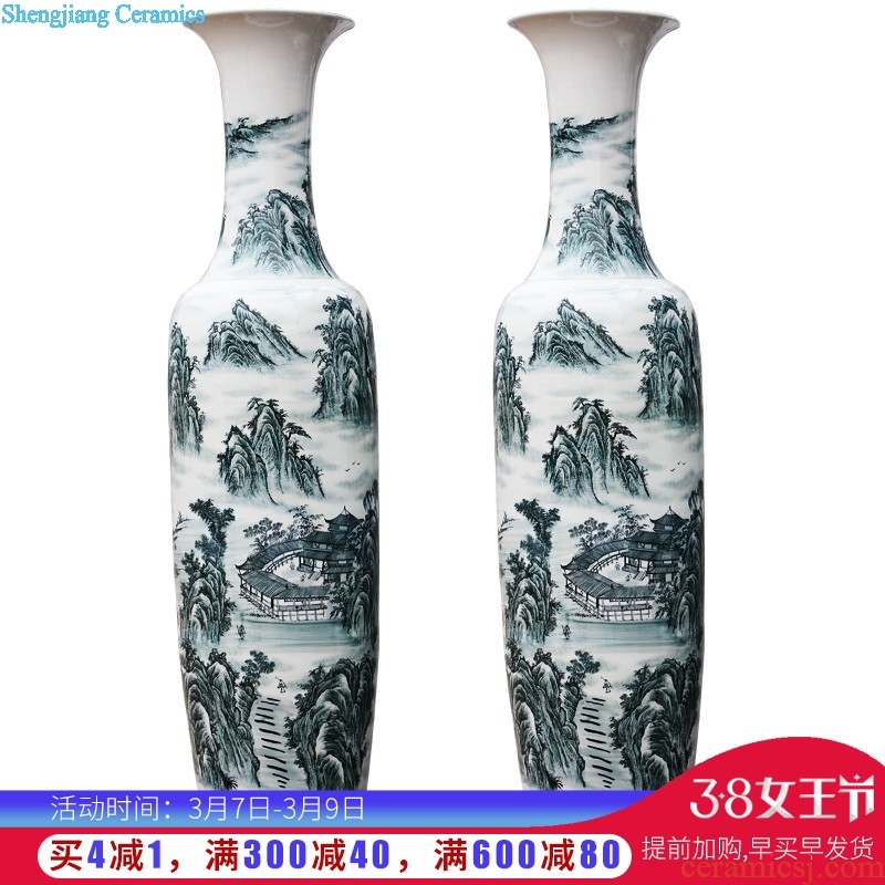 Jingdezhen ceramic large antique imitation Ming blue and white porcelain vase hand-painted home sitting room adornment handicraft furnishing articles