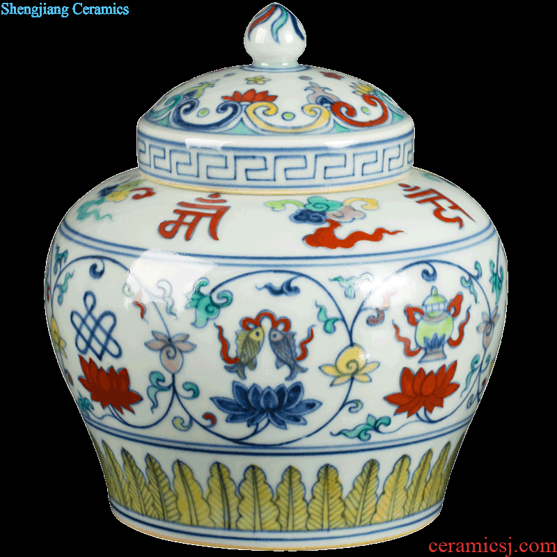 Jingdezhen ceramic manual color bucket storage POTS storage tank word tank decoration decorative furnishing articles antique porcelain tea day