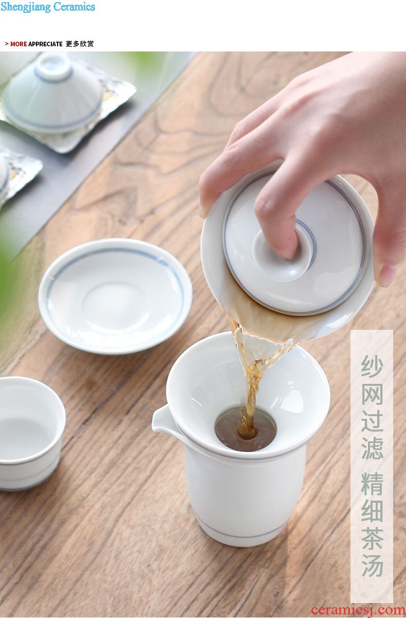 Drink to employ Japanese contracted cover kiln ceramic handmade pot cover set recommended cover tea accessories