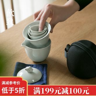 The new drink to authentic tea set tea service of a complete set of household kunfu tea ware celadon porcelain tureen office
