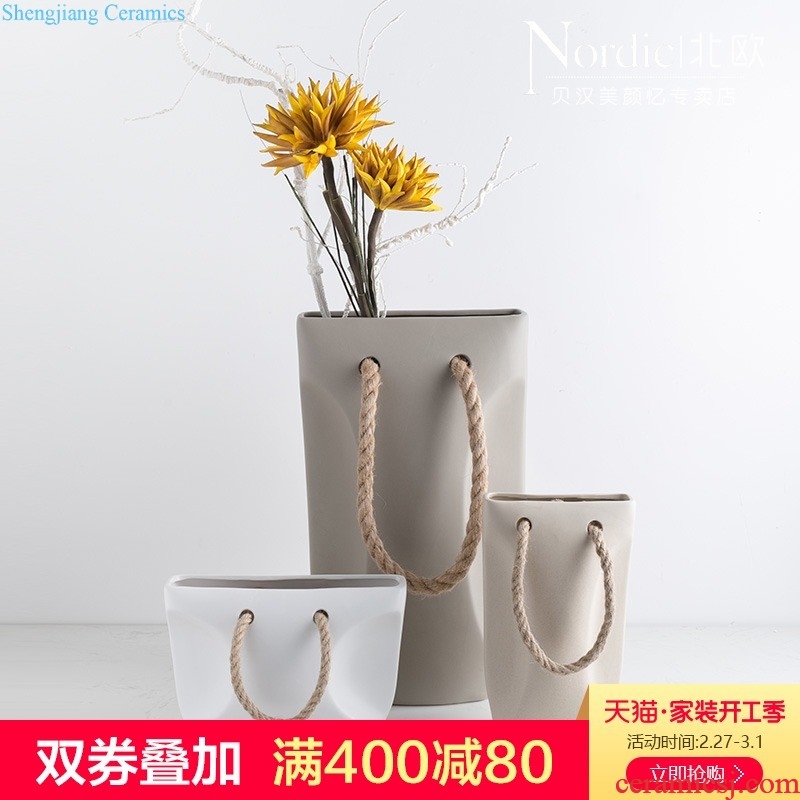 The Nordic idea vase furnishing articles contracted and contemporary sitting room ceramic vase three suits of curvature vase furnishing articles