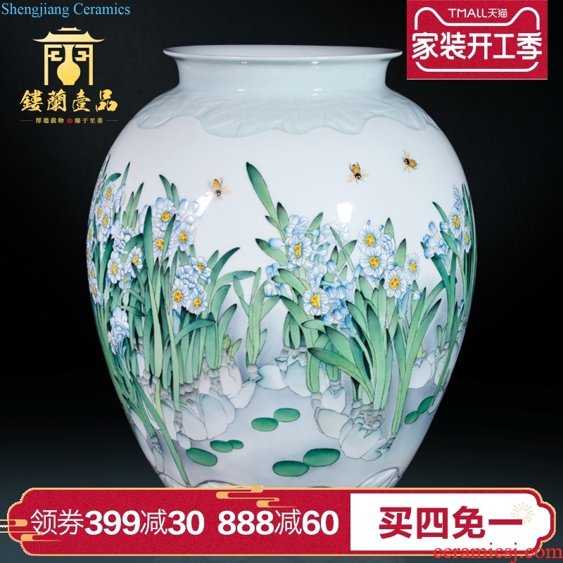 Jingdezhen ceramic Chinese hand-painted thin foetus dry flower vases, contemporary and contracted sitting room bedroom TV ark collection furnishing articles