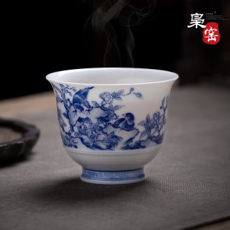 Jingdezhen ji colour teapot hand-painted peacock blue teapot full manual ceramic color glaze kungfu single pot filtering